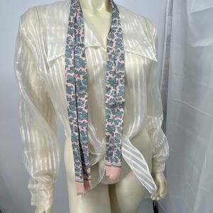 Vintage 1985 Ginnie Johansen Silk Scarf Dallas Paisley Long Oblong 100% Silk 54”